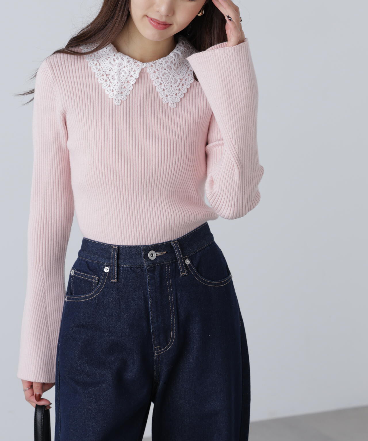 【MFM】白襟レースニット