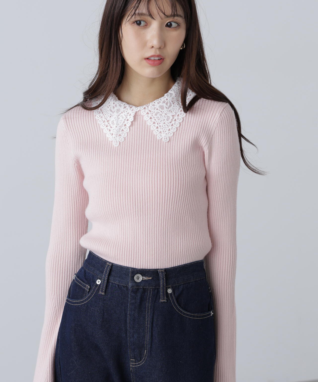 【MFM】白襟レースニット