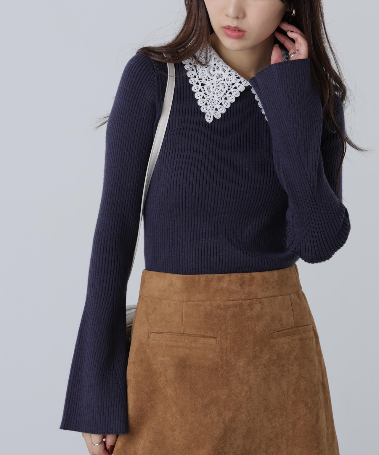 【MFM】白襟レースニット