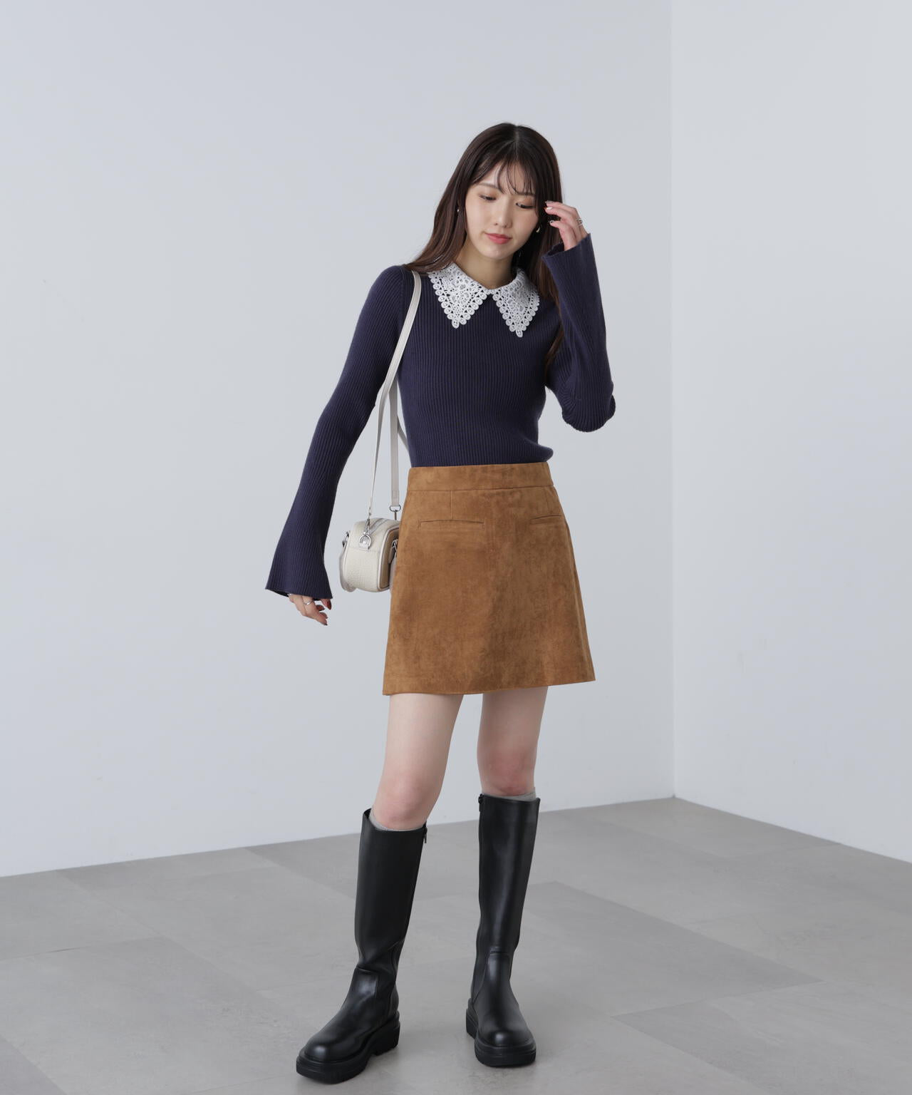 【MFM】白襟レースニット