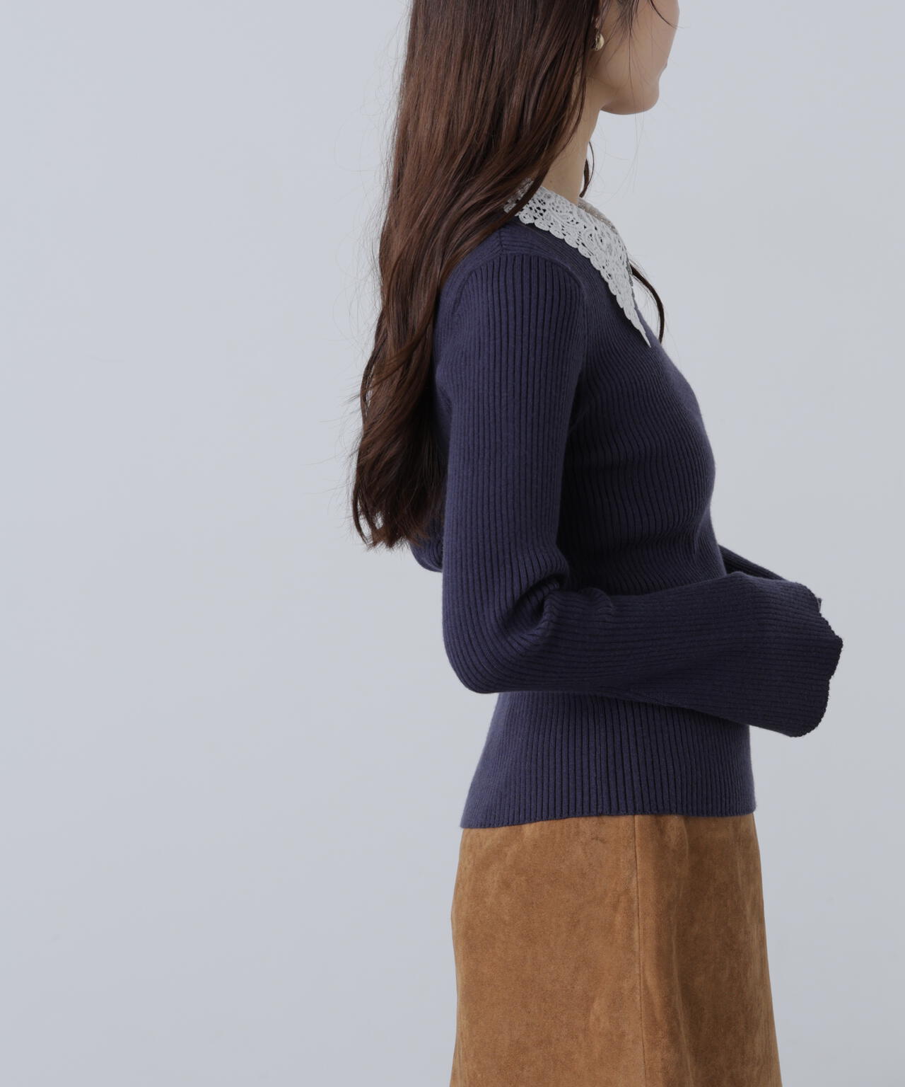 【MFM】白襟レースニット