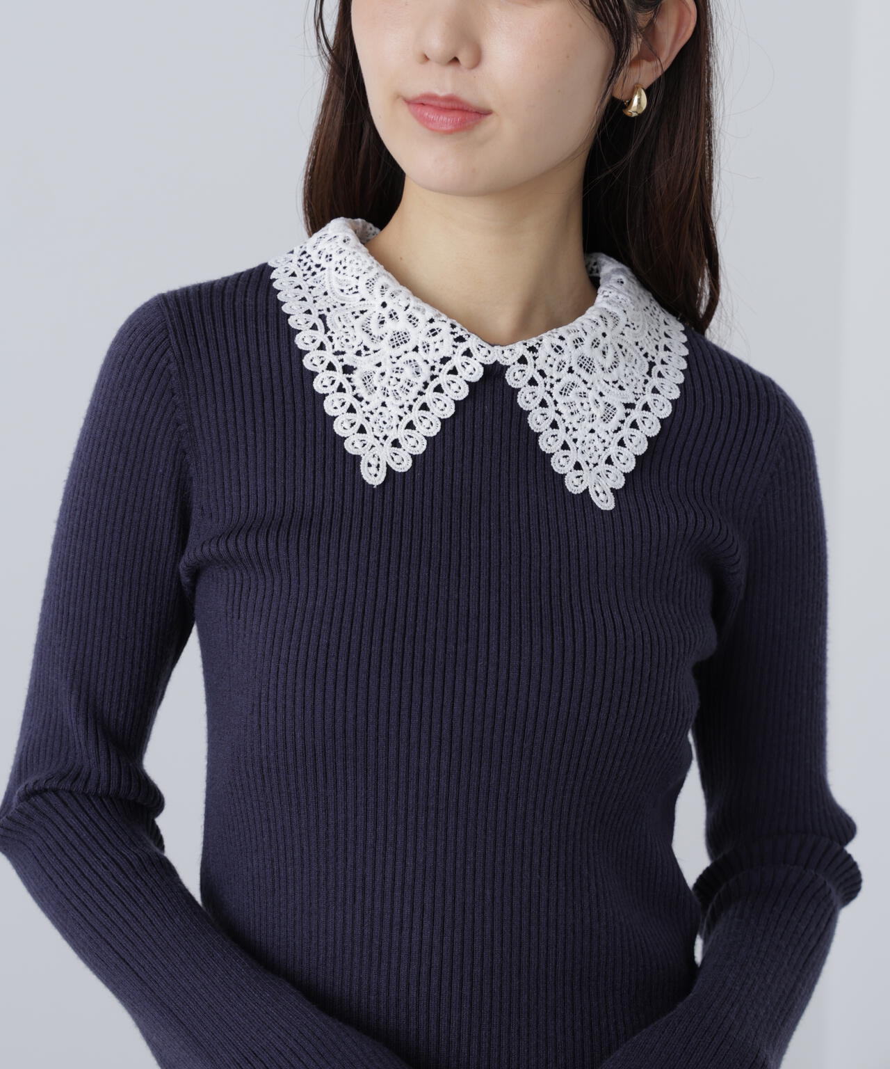 【MFM】白襟レースニット