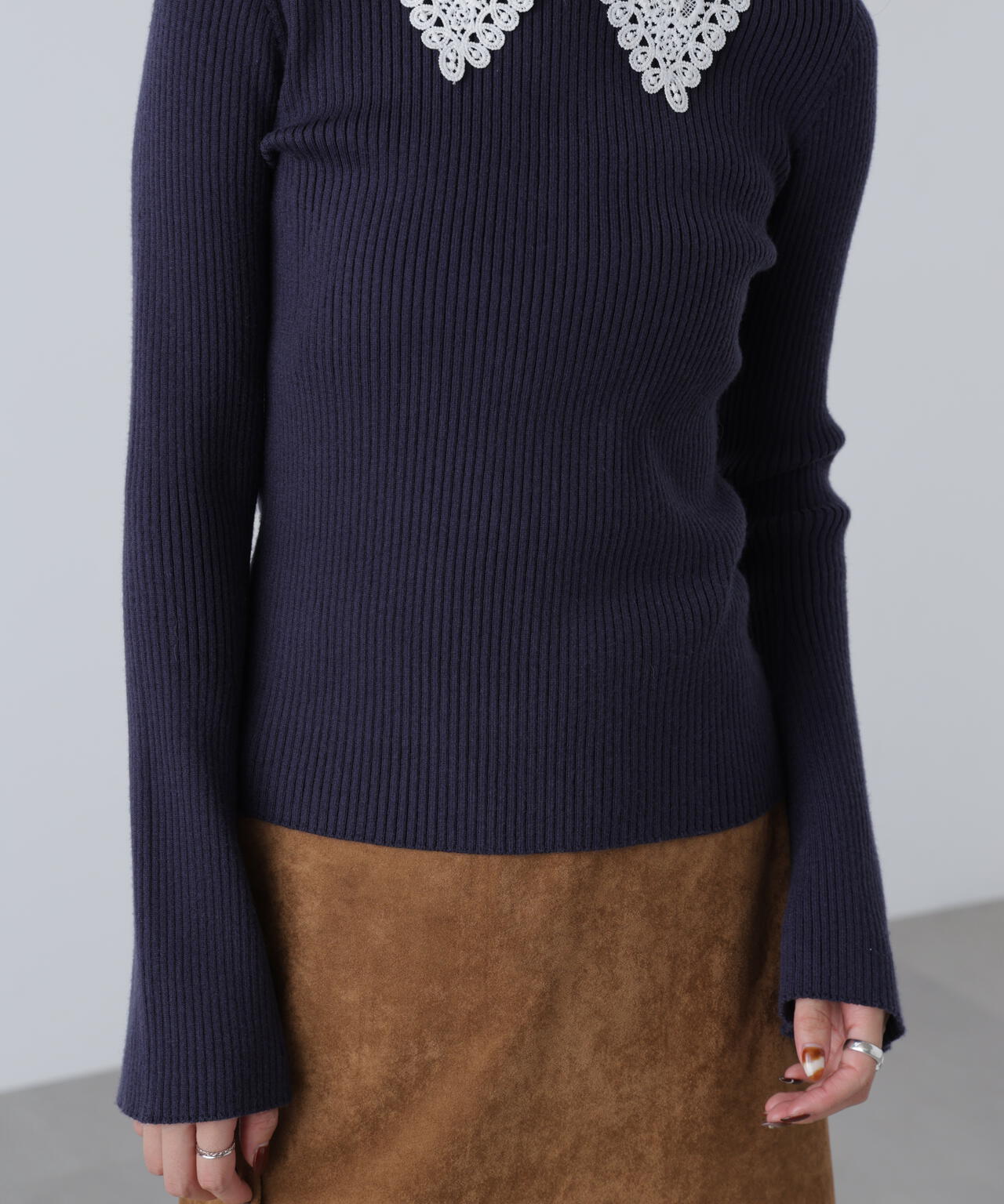 【MFM】白襟レースニット