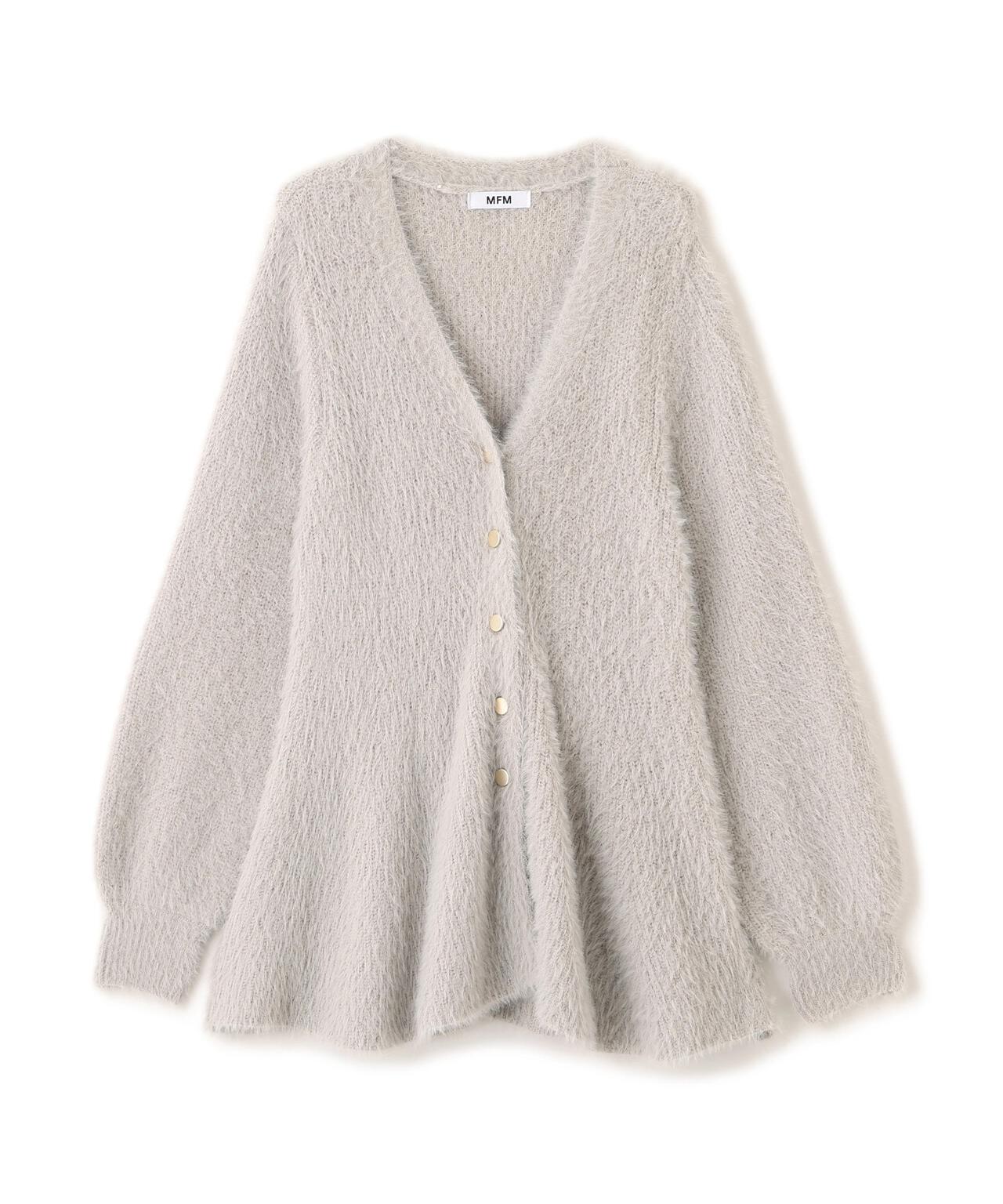 【MFM】ヘアリーペプラム金ボタンニットカーディガン
