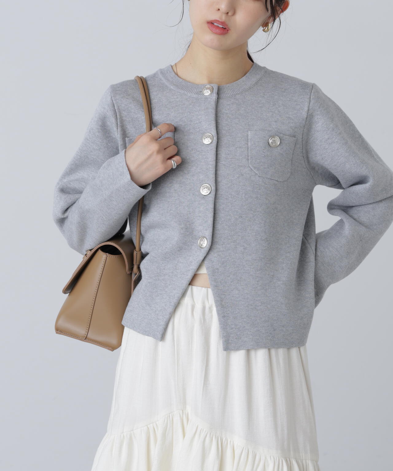 【MFM】エンブレムボタンニットカーディガン