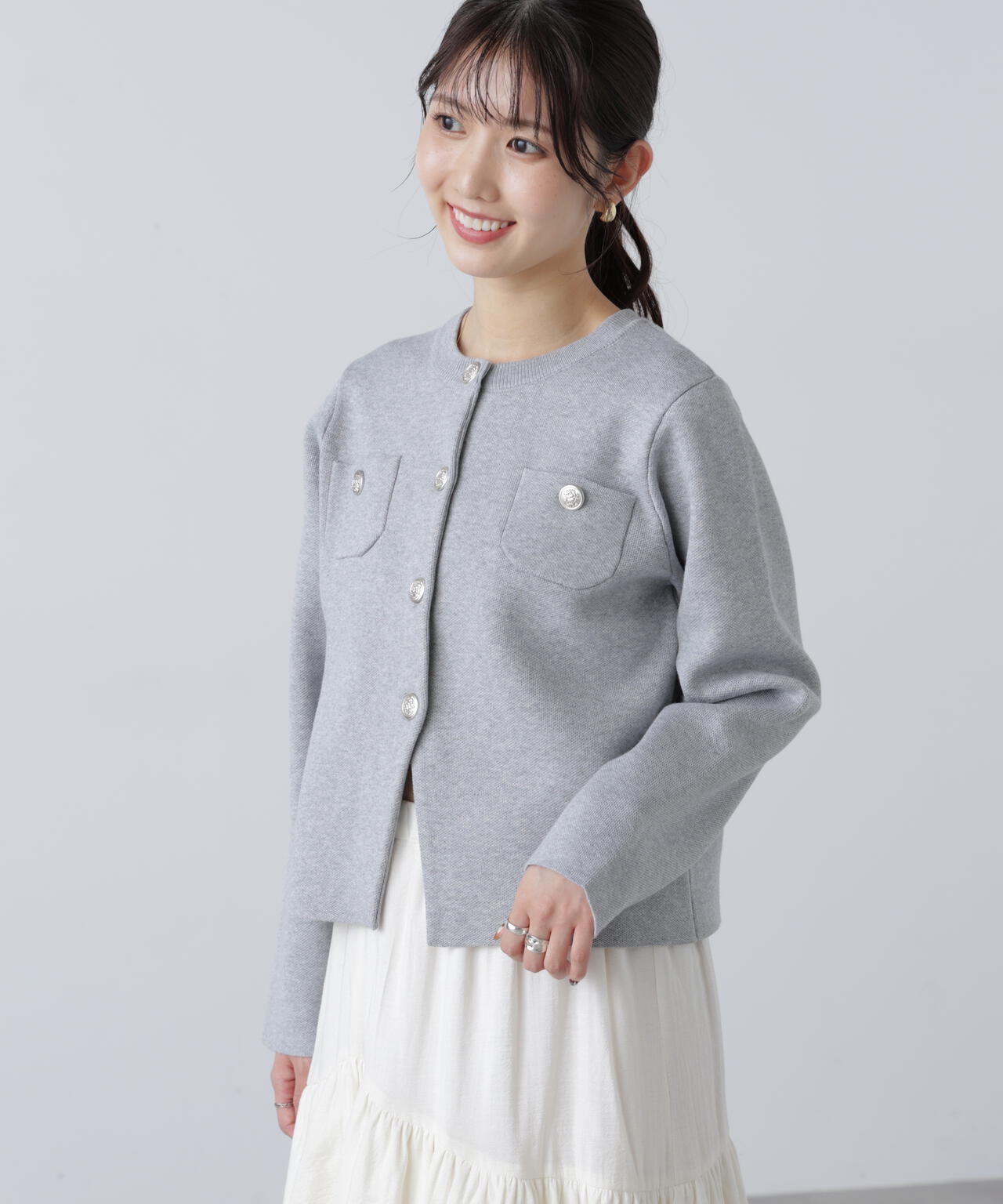 【MFM】エンブレムボタンニットカーディガン