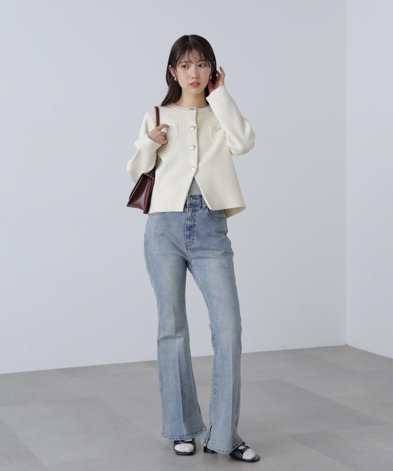 【MFM】エンブレムボタンニットカーディガン