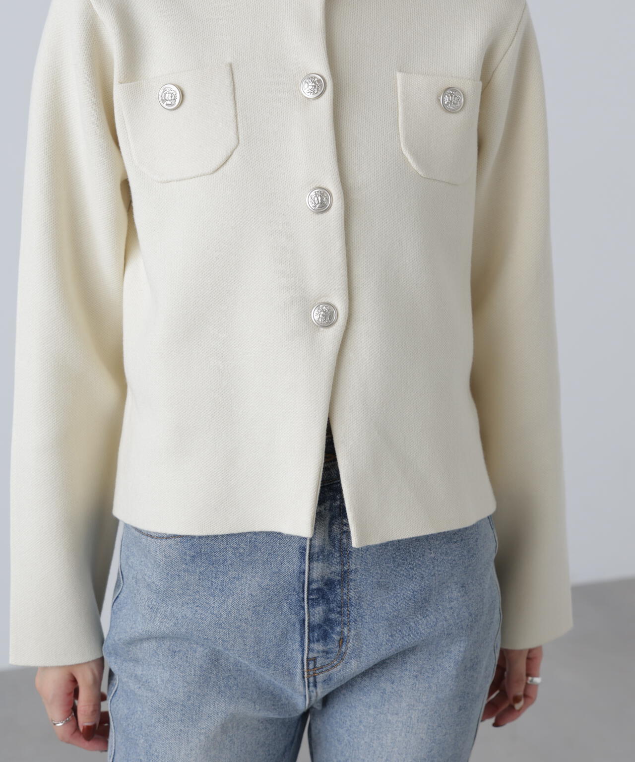 【MFM】エンブレムボタンニットカーディガン