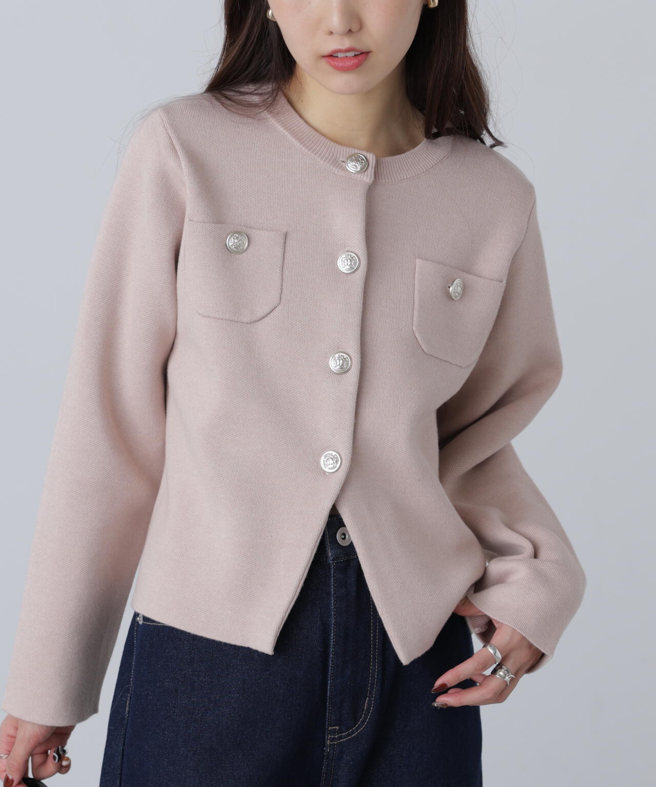 【MFM】エンブレムボタンニットカーディガン