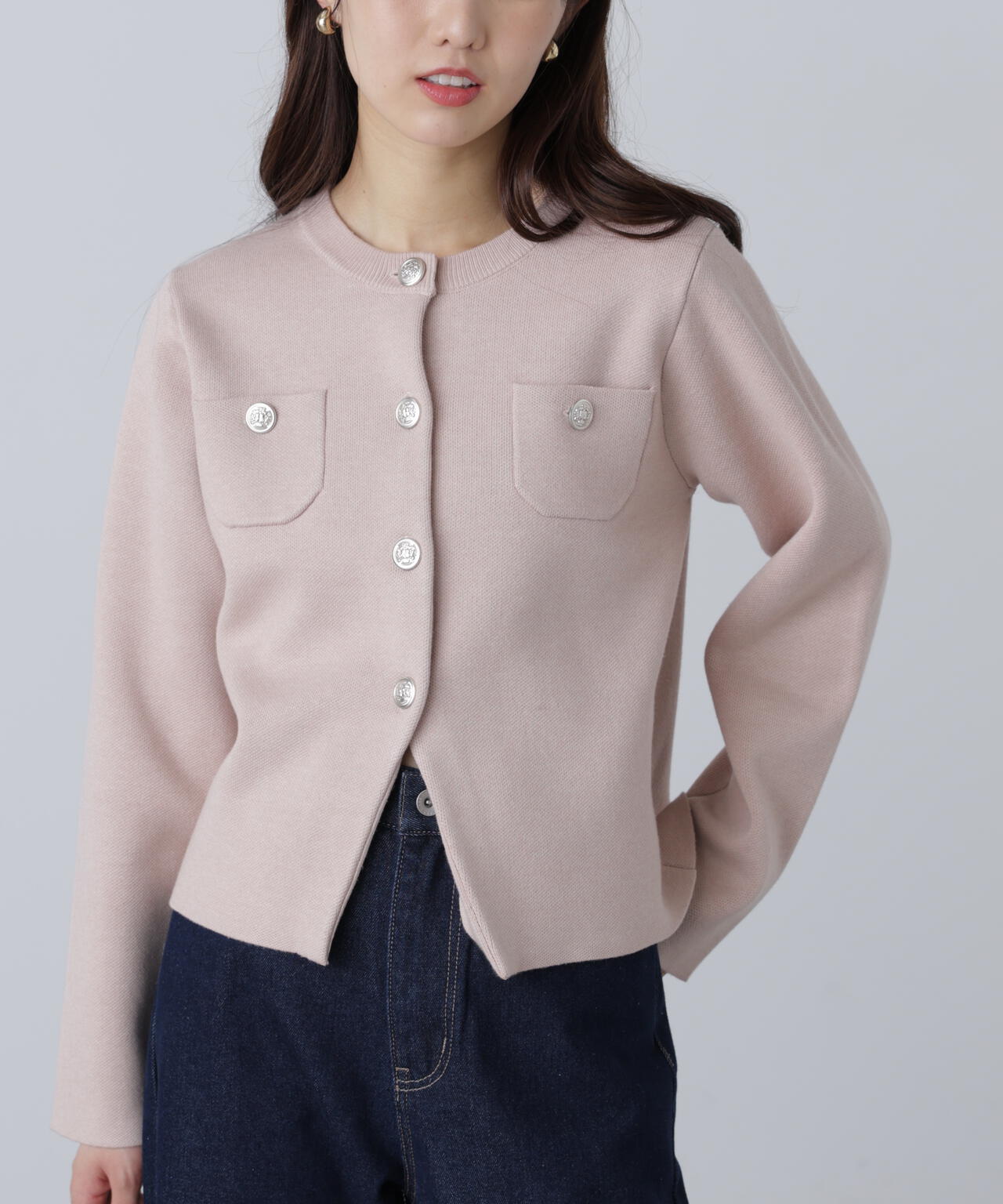 【MFM】エンブレムボタンニットカーディガン