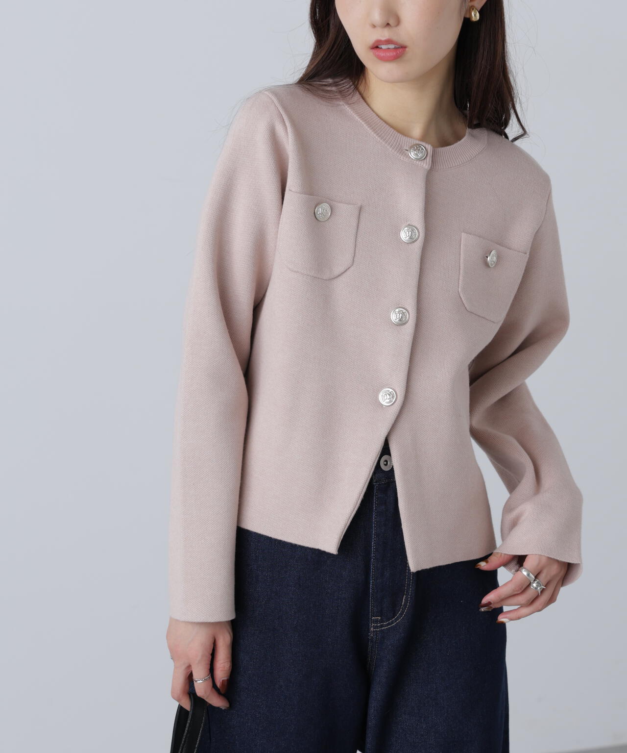 【MFM】エンブレムボタンニットカーディガン