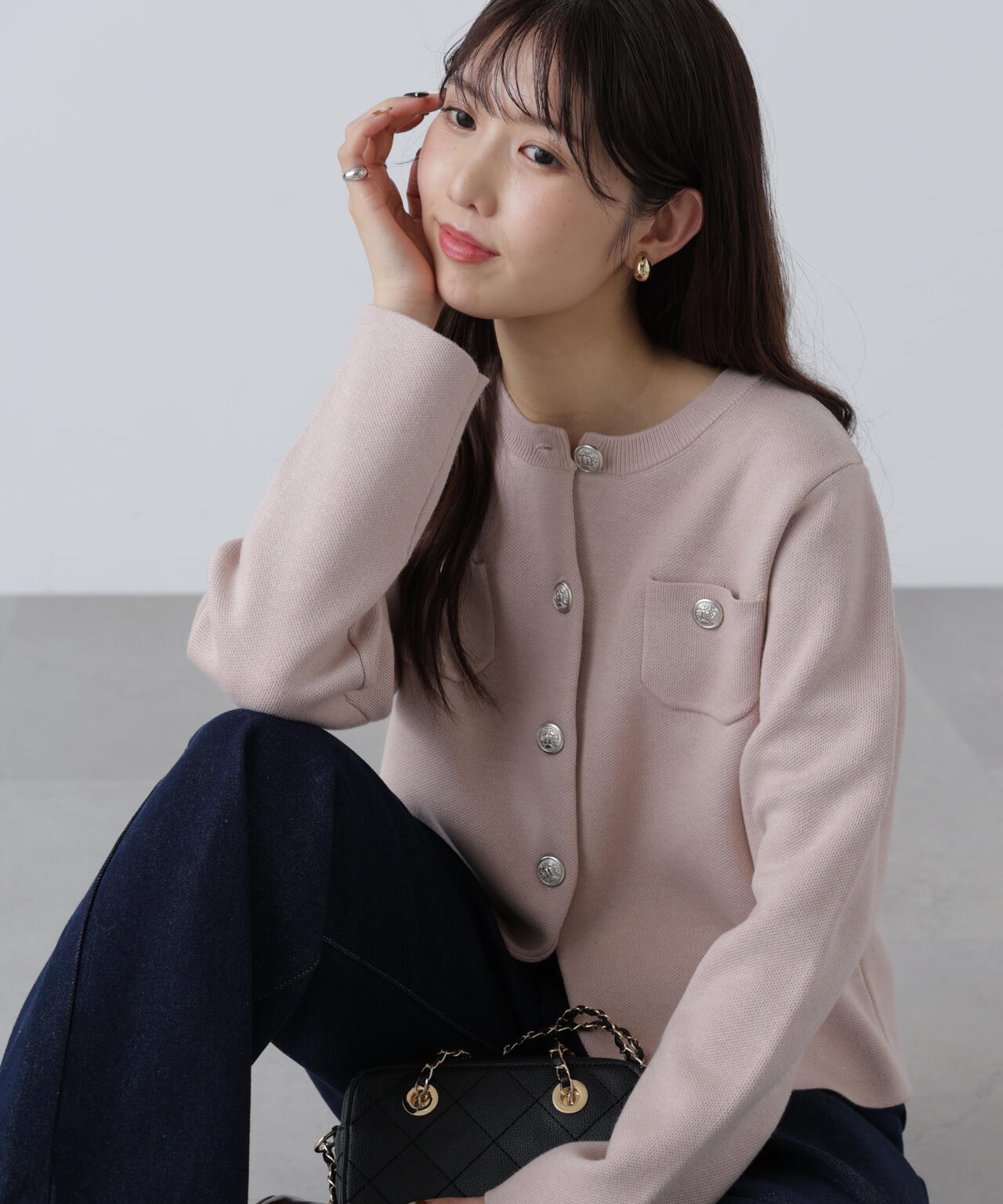 【MFM】エンブレムボタンニットカーディガン