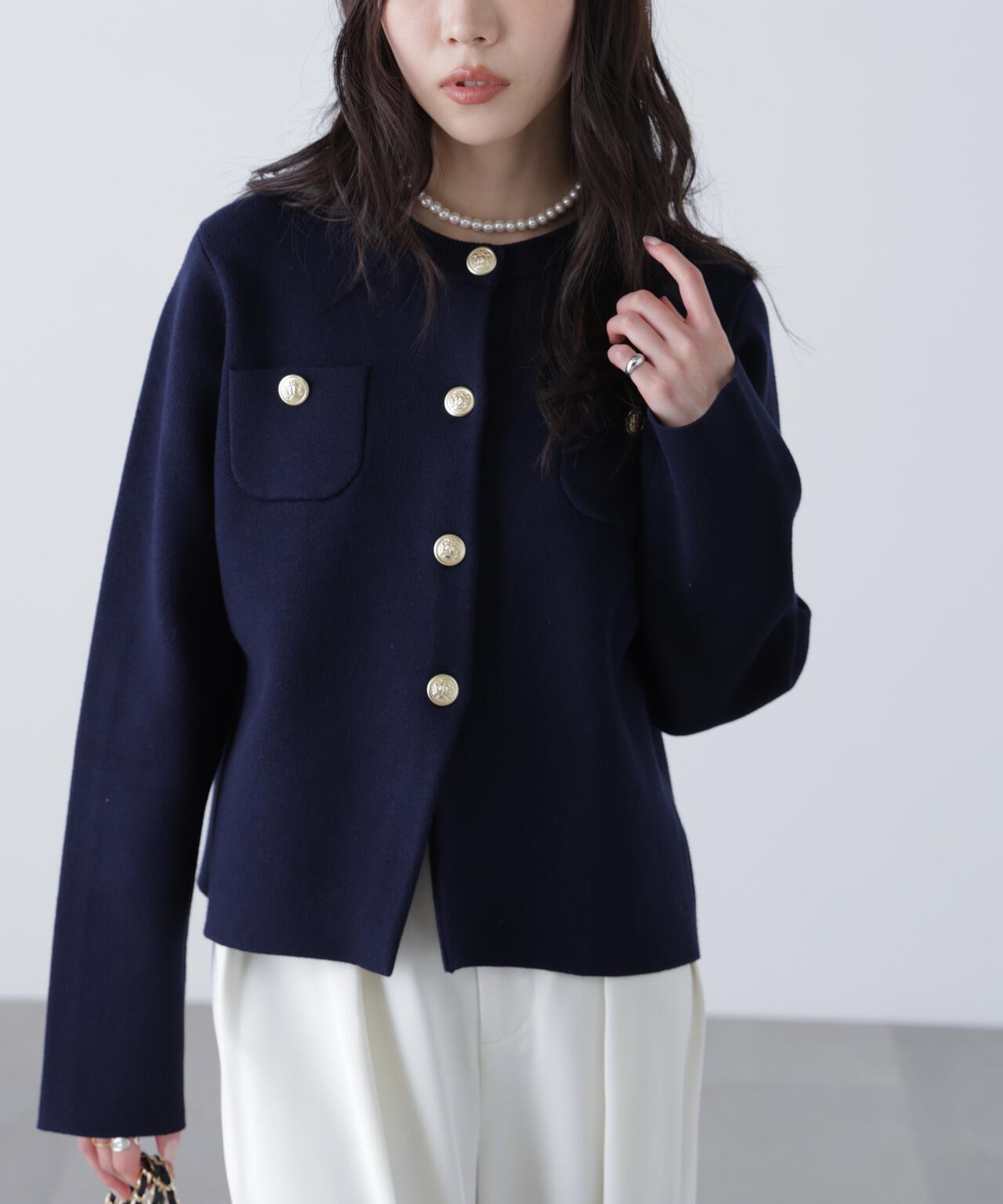 【MFM】エンブレムボタンニットカーディガン