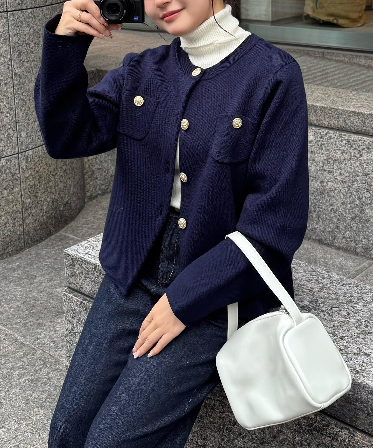 【MFM】エンブレムボタンニットカーディガン