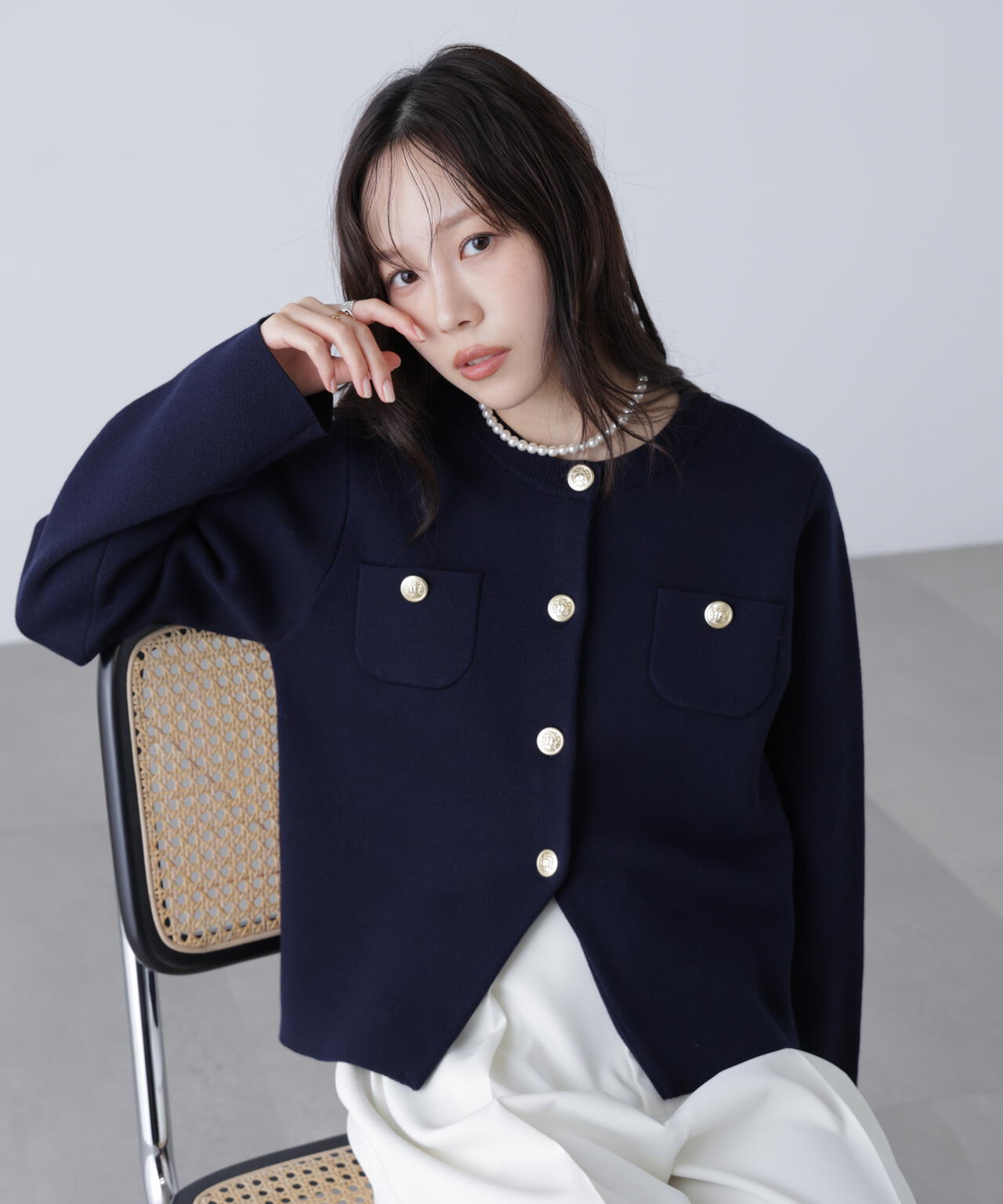 【MFM】エンブレムボタンニットカーディガン