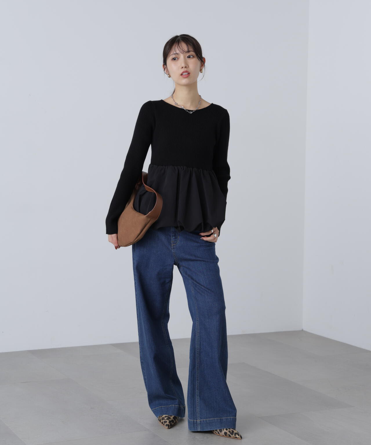 【MFM】ペプラムバルーンニット