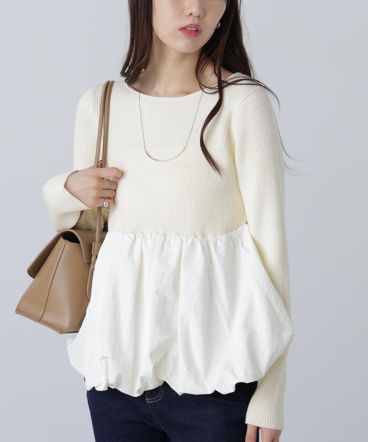 【MFM】ペプラムバルーンニット