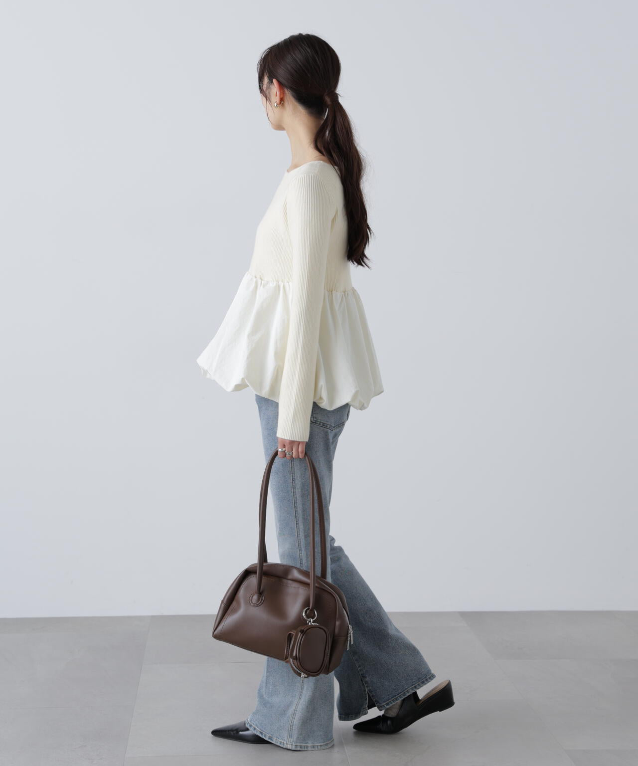 【MFM】ペプラムバルーンニット