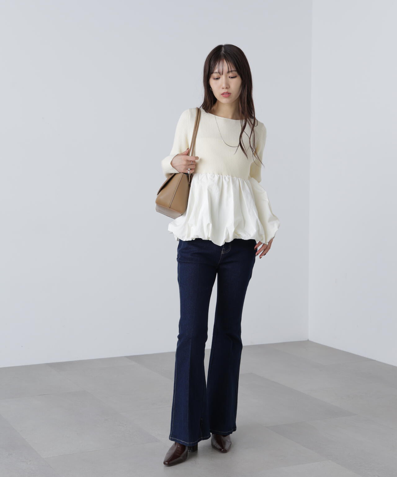 【MFM】ペプラムバルーンニット