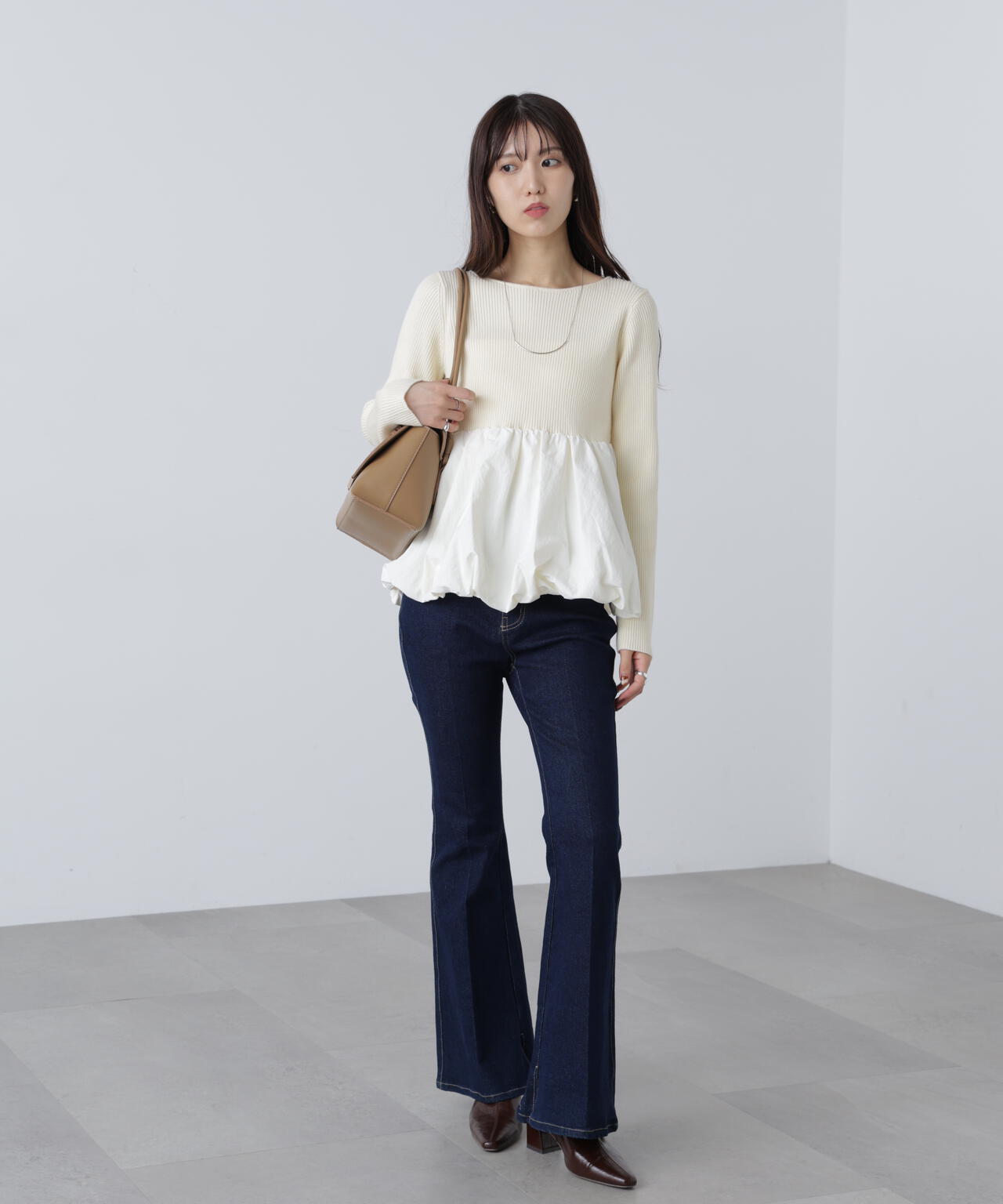 【MFM】ペプラムバルーンニット