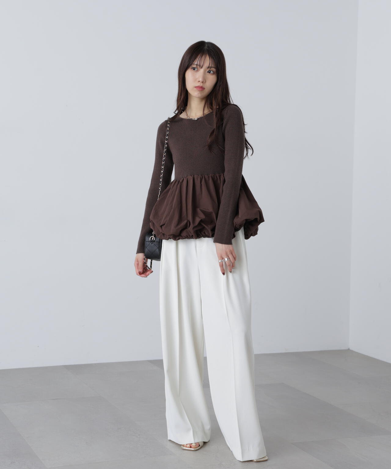 【MFM】ペプラムバルーンニット