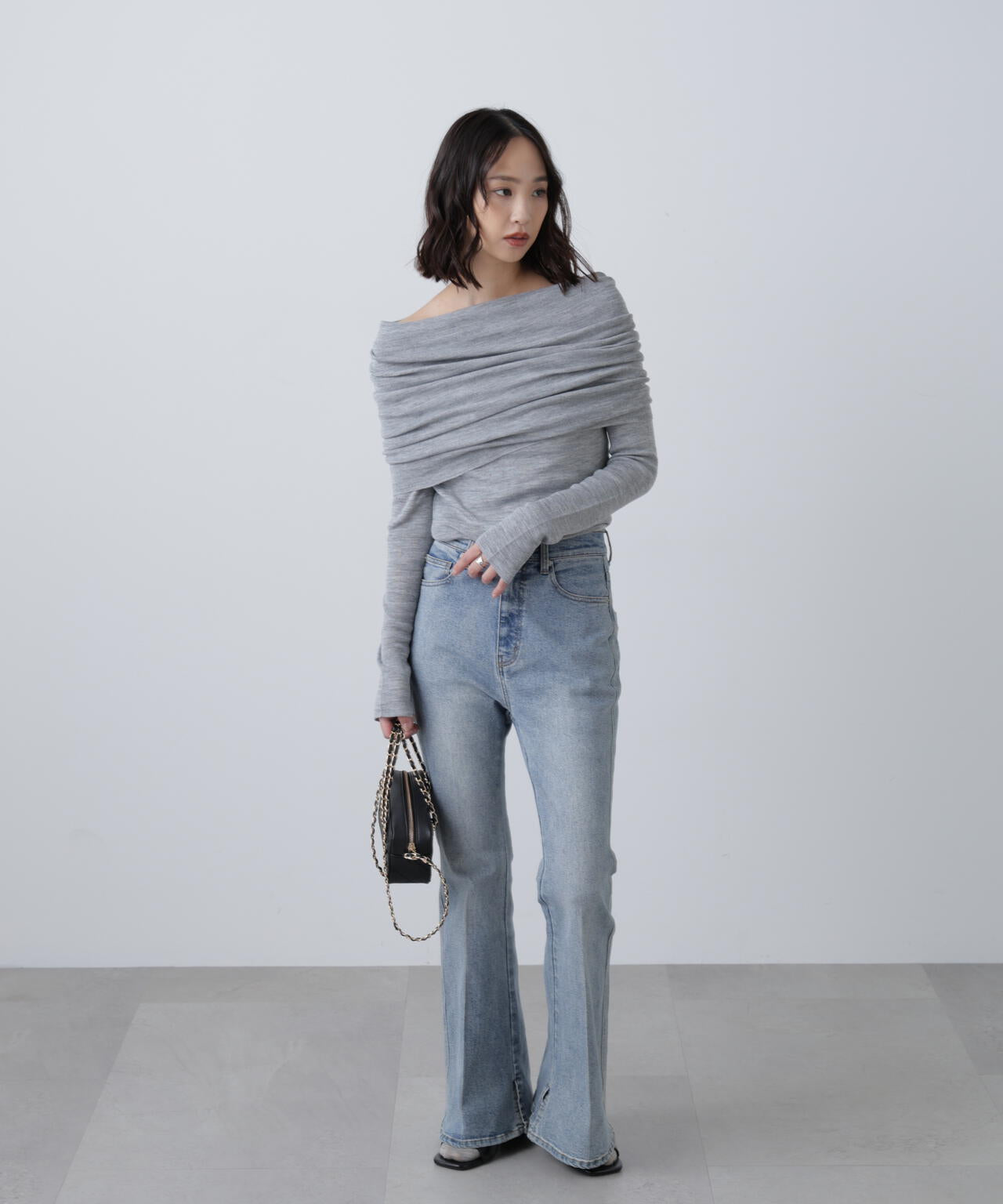 【RIO企画】袖口ボタンオフショルニット〈MFM〉