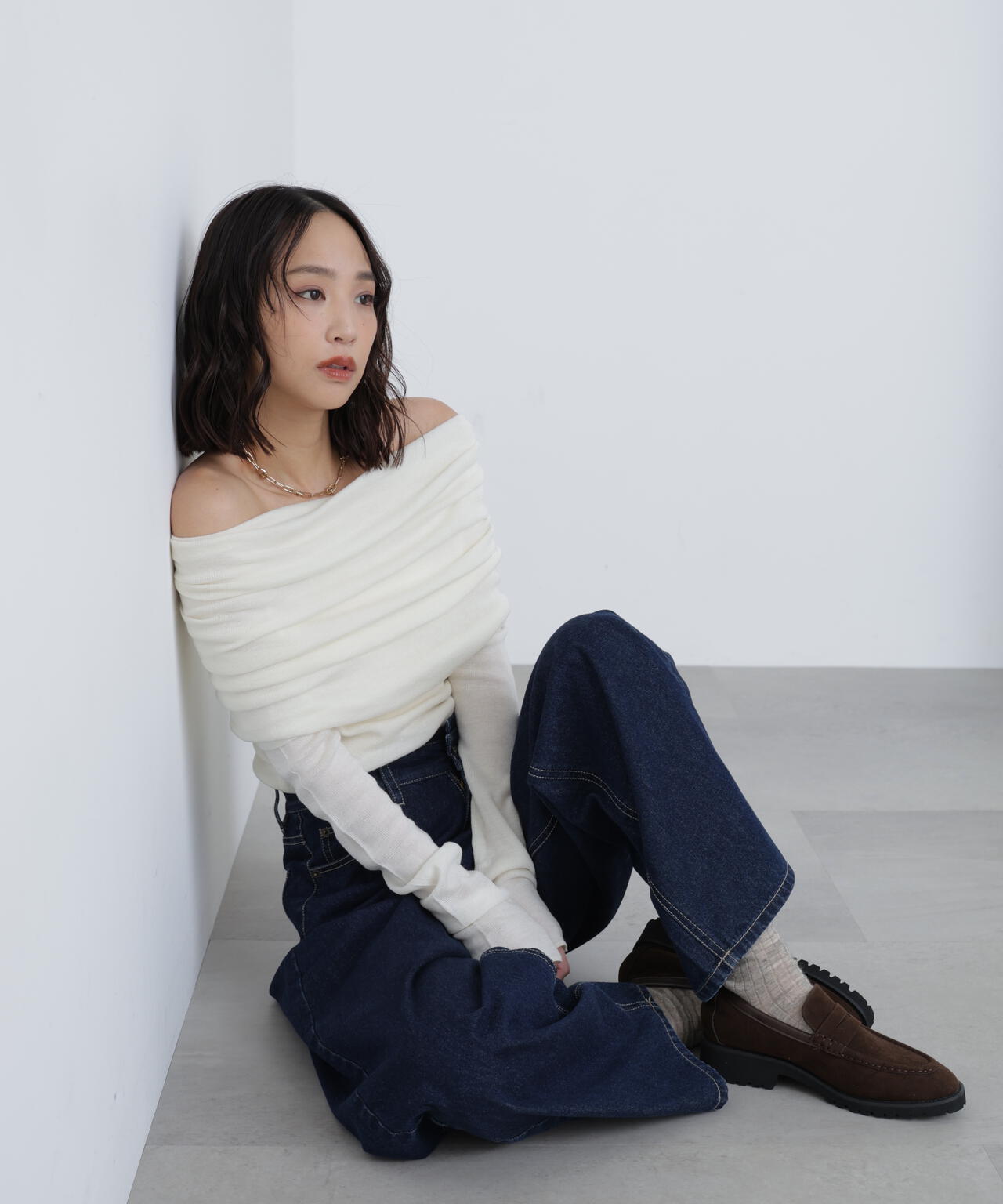 【RIO企画】袖口ボタンオフショルニット〈MFM〉