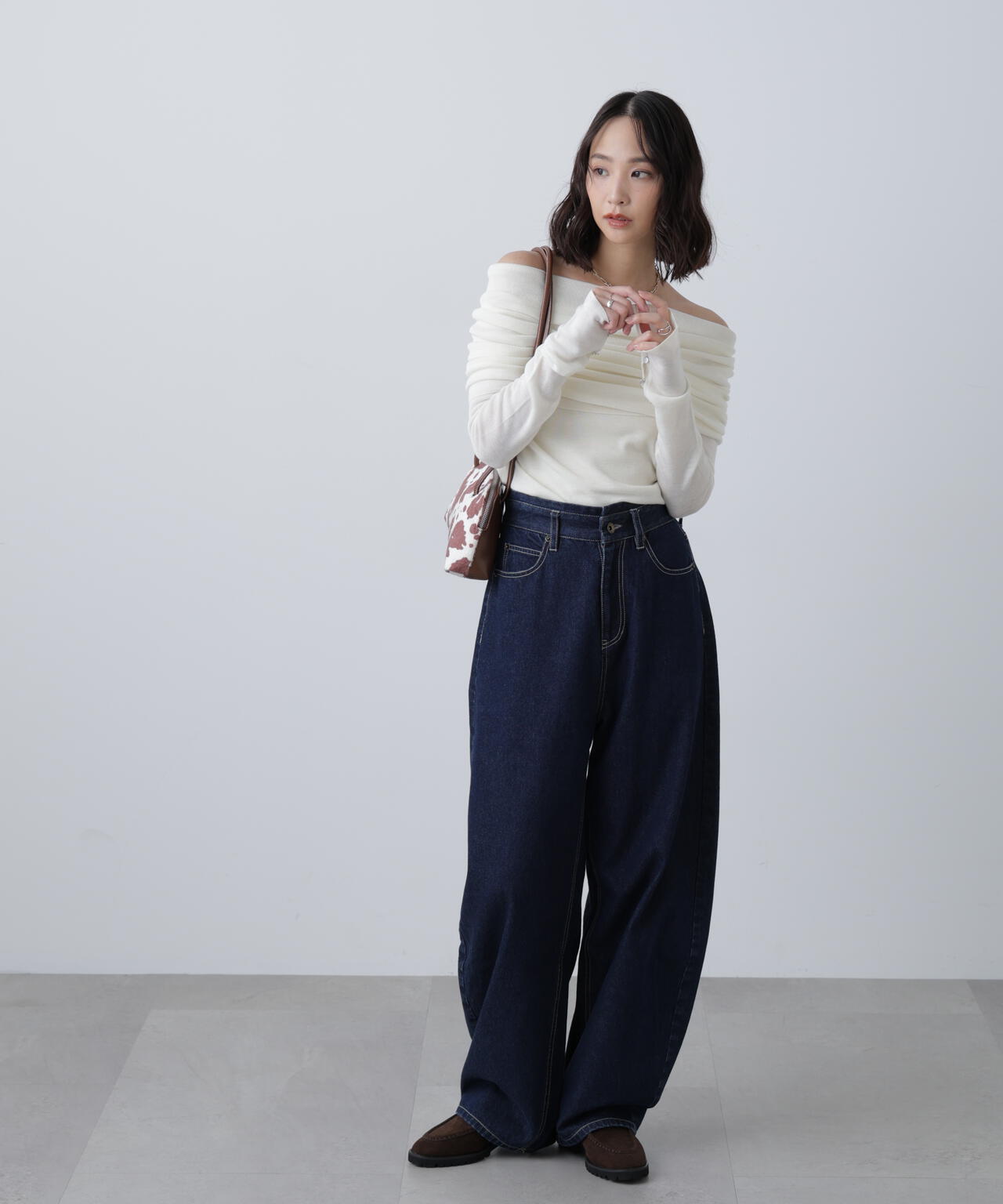 【RIO企画】袖口ボタンオフショルニット〈MFM〉