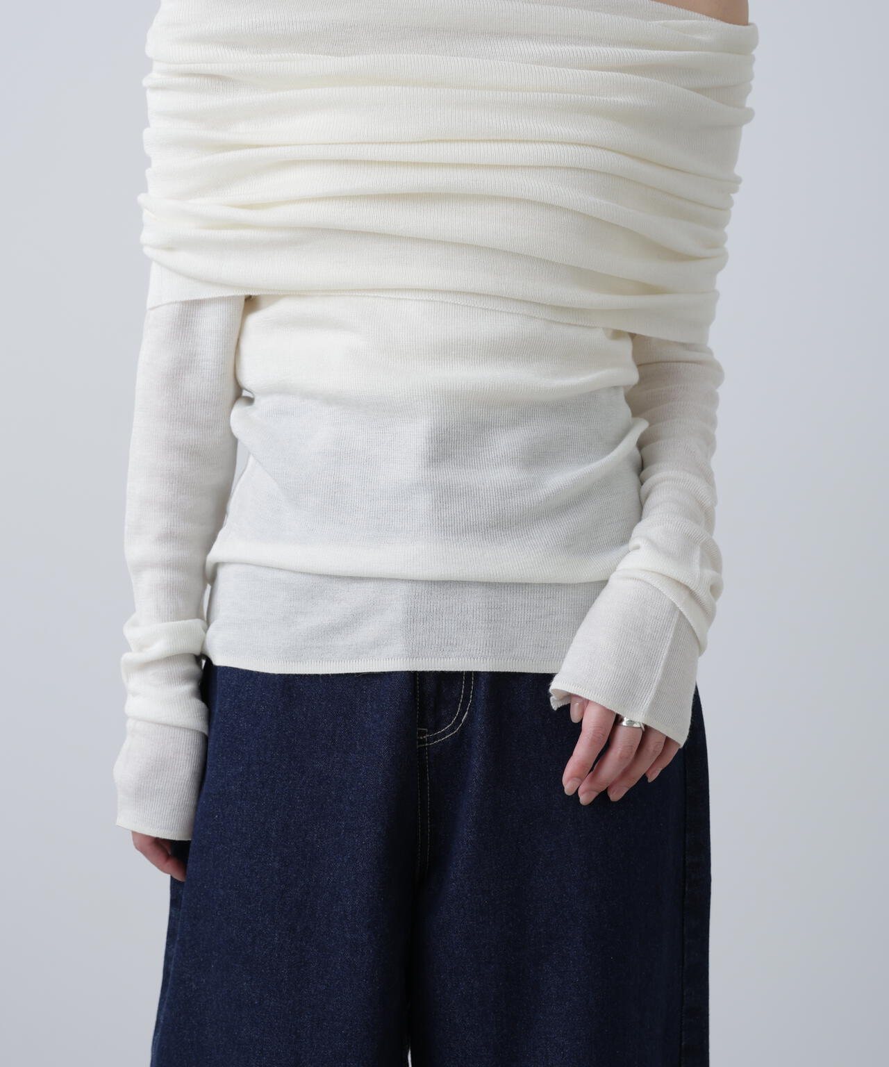 【RIO企画】袖口ボタンオフショルニット〈MFM〉