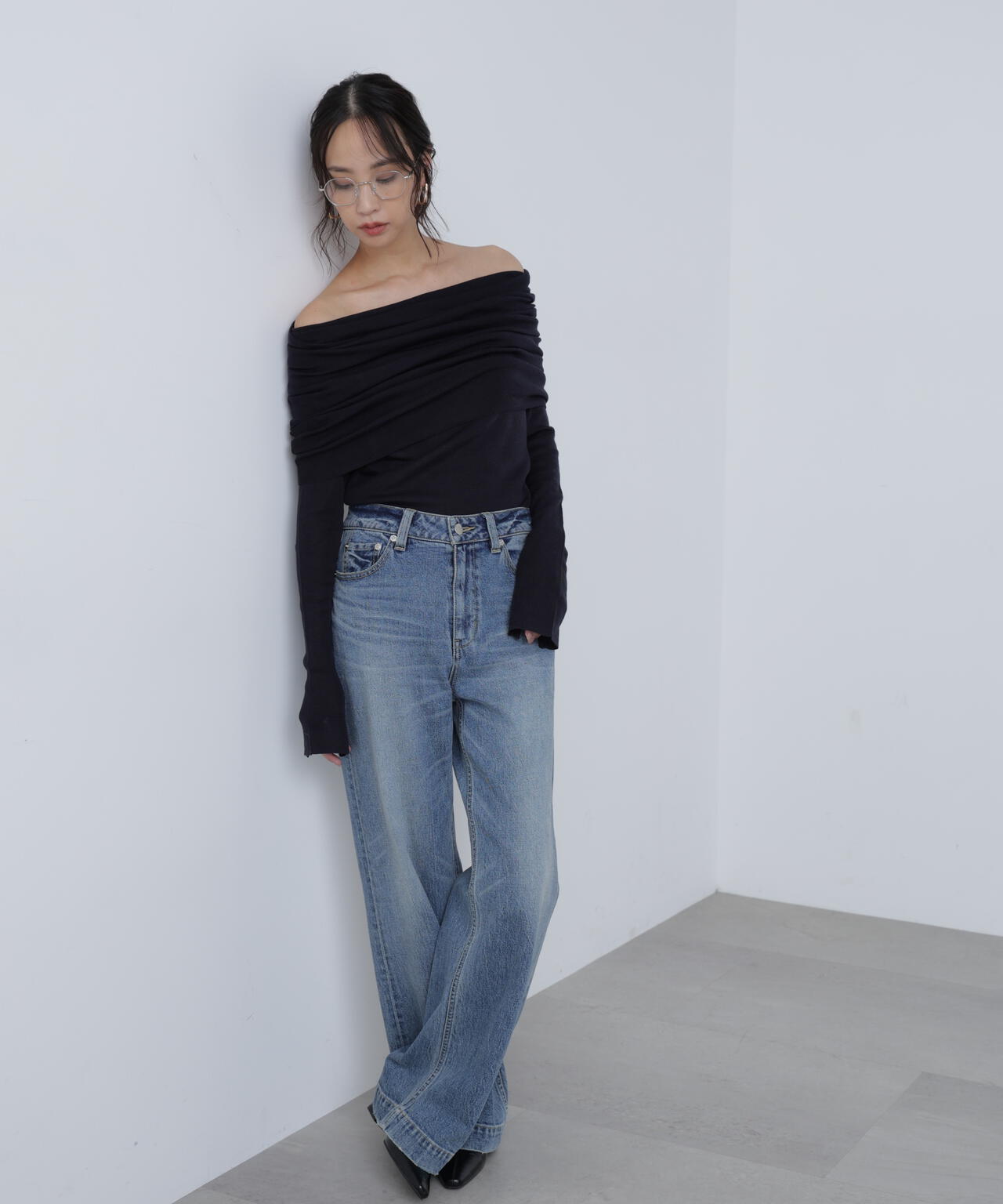 【RIO企画】袖口ボタンオフショルニット〈MFM〉