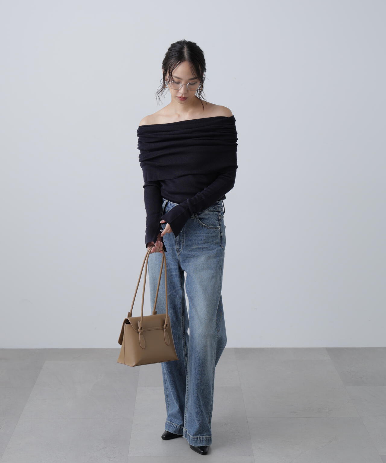 【RIO企画】袖口ボタンオフショルニット〈MFM〉