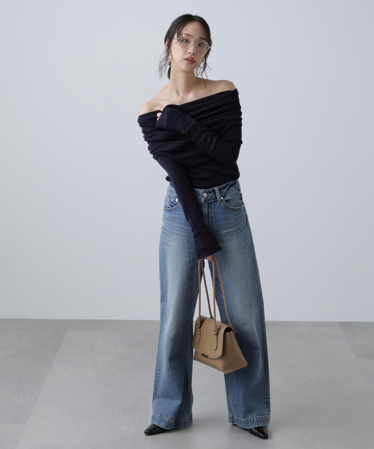 【RIO企画】袖口ボタンオフショルニット〈MFM〉