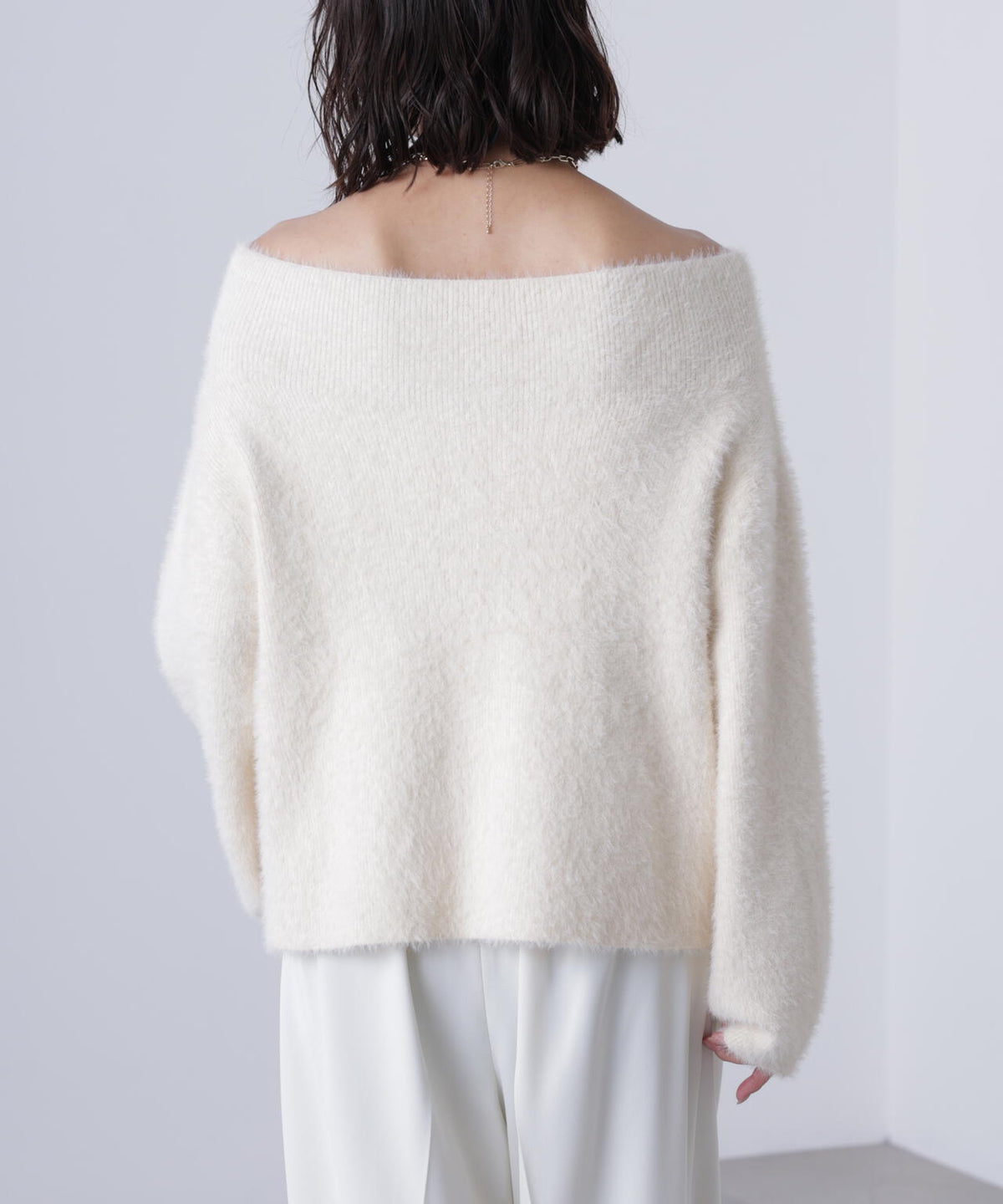 【MFM】前後2WAYオフショルシャギージップカーディガン
