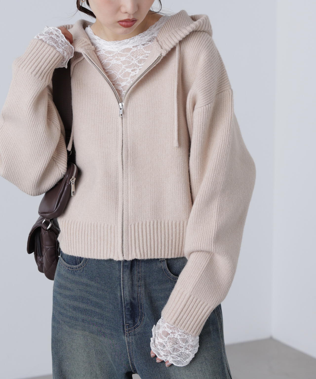 ジップニットパーカー