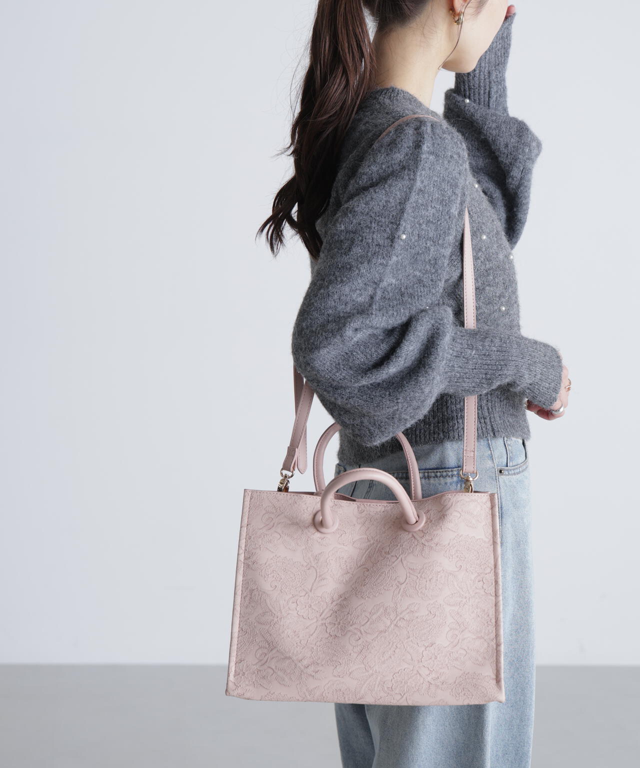 【ブラウン・カーキ 追加生産予約】エンボスペイズリーバッグ