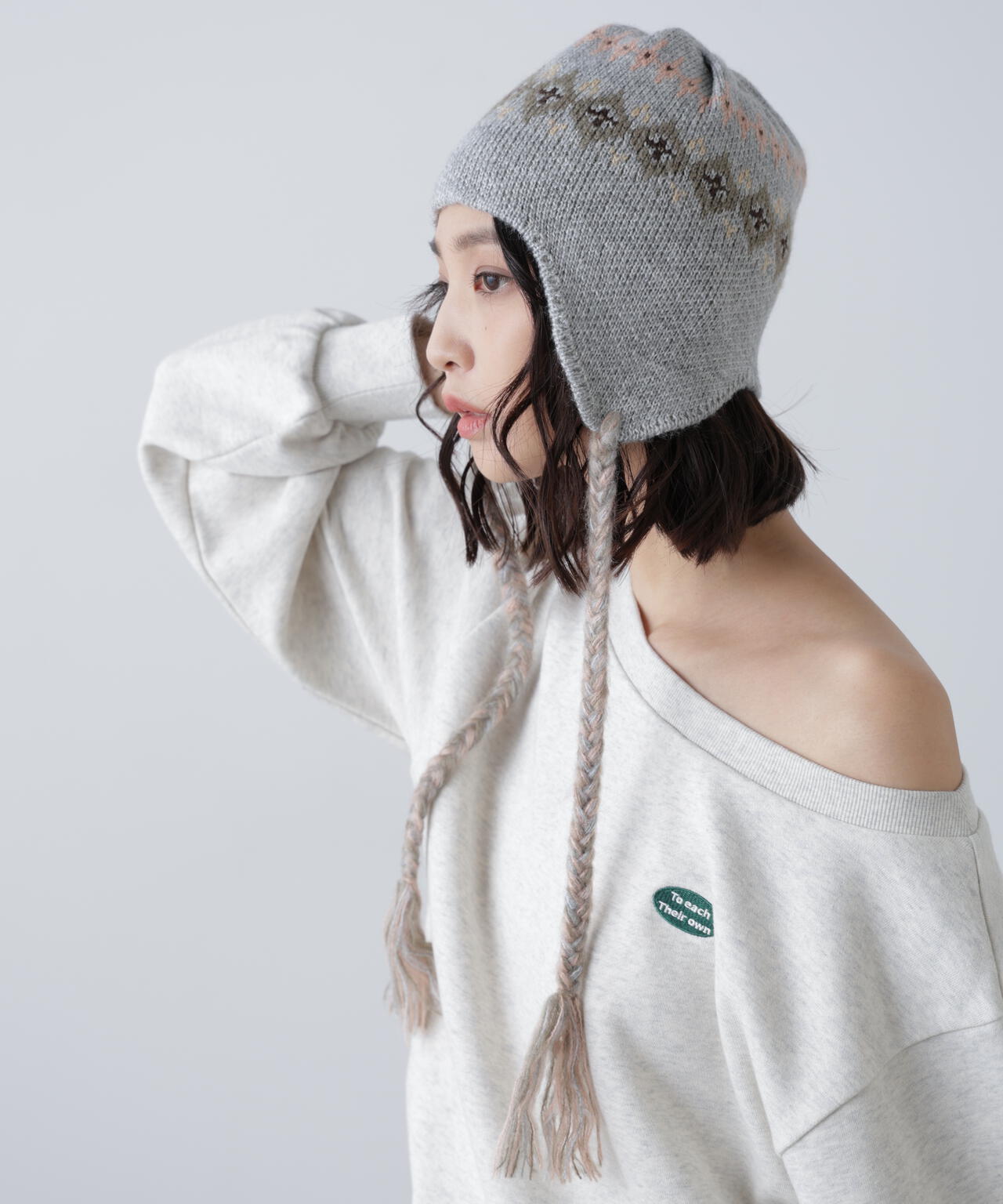 ノルディック柄イヤーニット帽