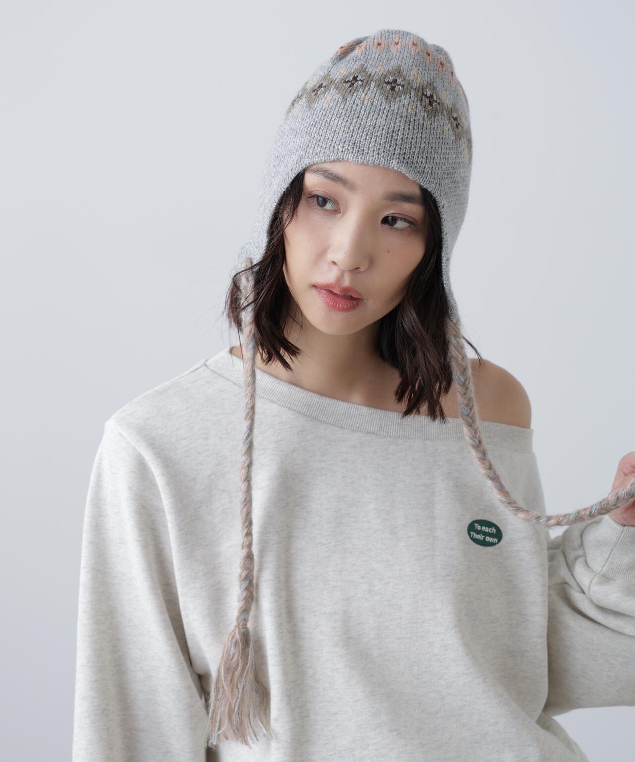 ノルディック柄イヤーニット帽