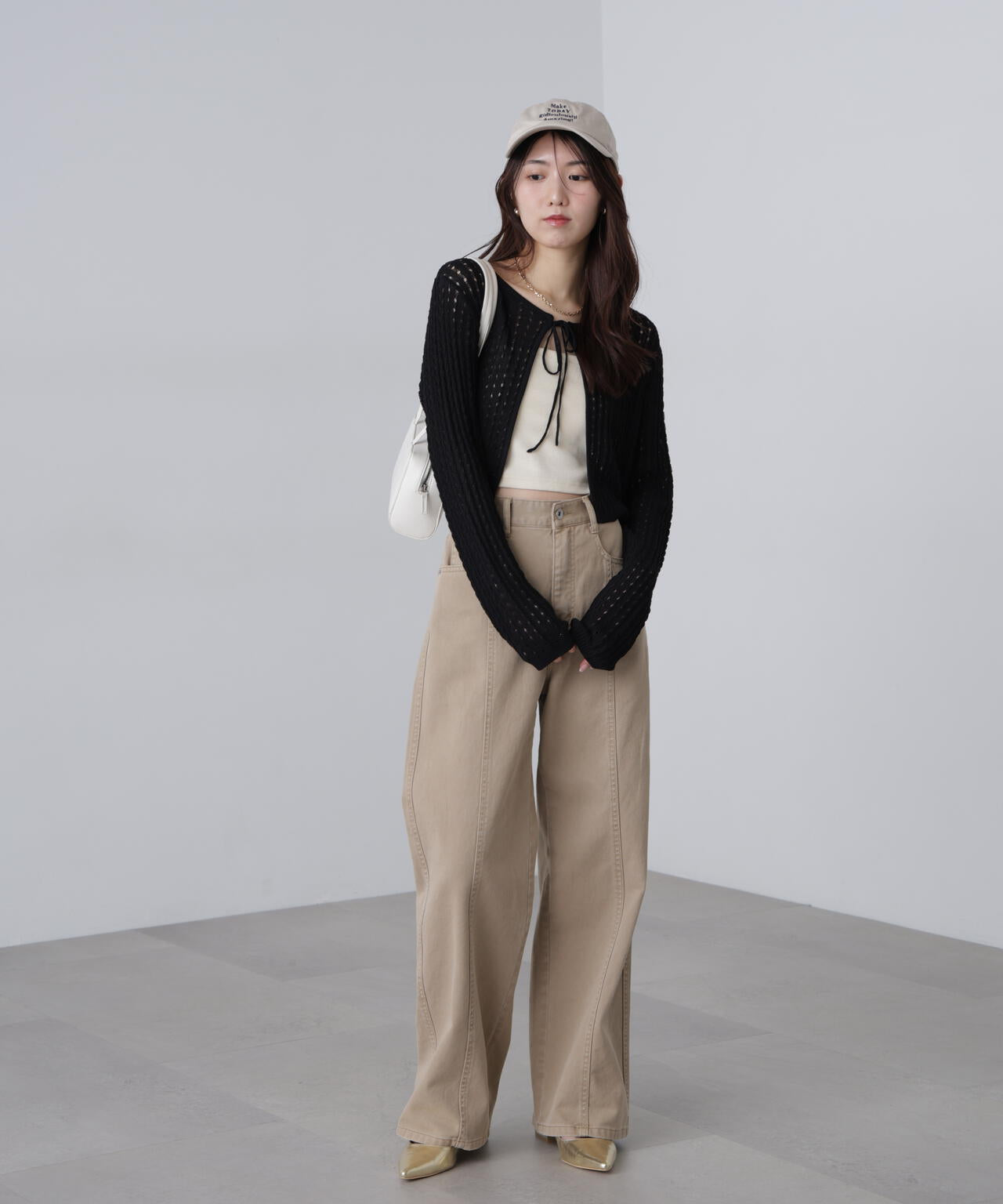 【3サイズ展開XS-M】ワイドストレートカラーパンツ【低身長サイズ有】