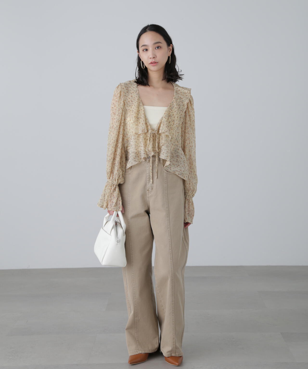 【3サイズ展開XS-M】ワイドストレートカラーパンツ【低身長サイズ有】