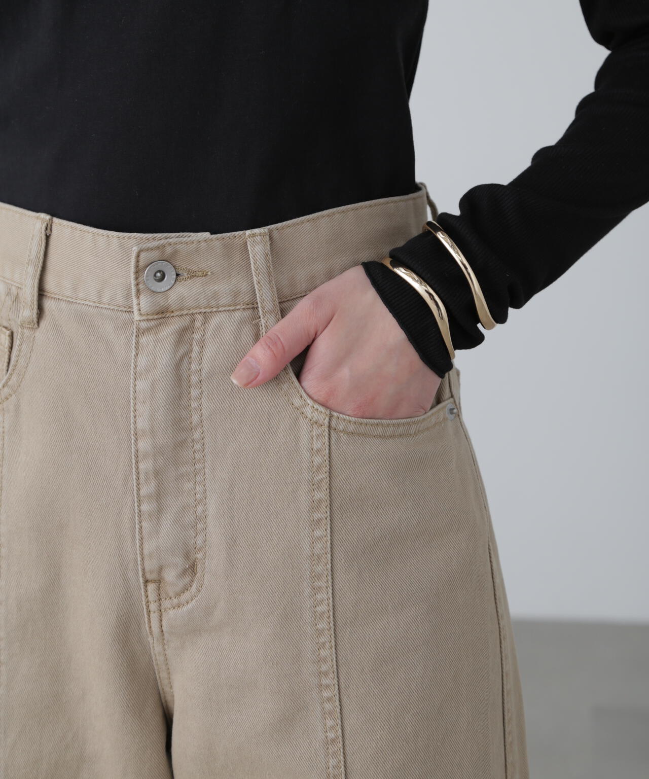 【3サイズ展開XS-M】ワイドストレートカラーパンツ【低身長サイズ有】