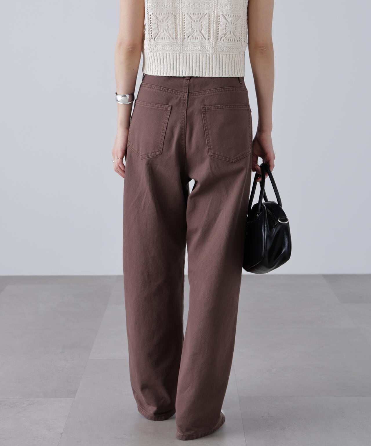 【3サイズ展開XS-M】ワイドストレートカラーパンツ【低身長サイズ有】