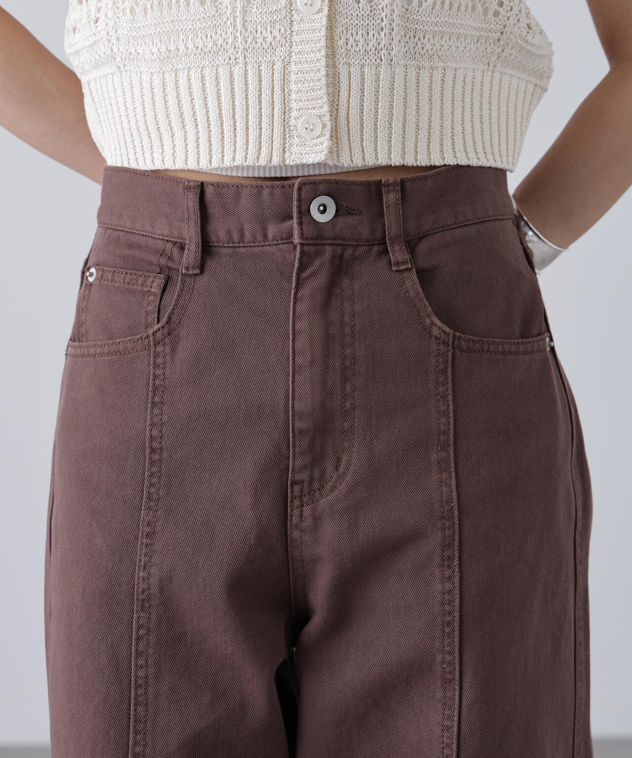 【3サイズ展開XS-M】ワイドストレートカラーパンツ【低身長サイズ有】