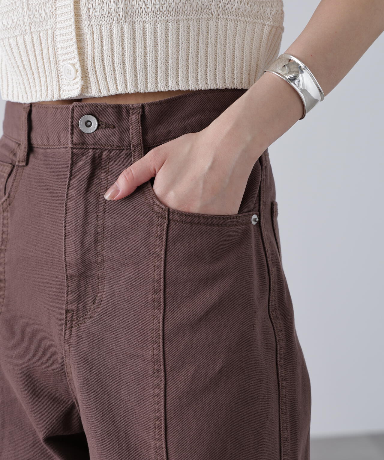 【3サイズ展開XS-M】ワイドストレートカラーパンツ【低身長サイズ有】