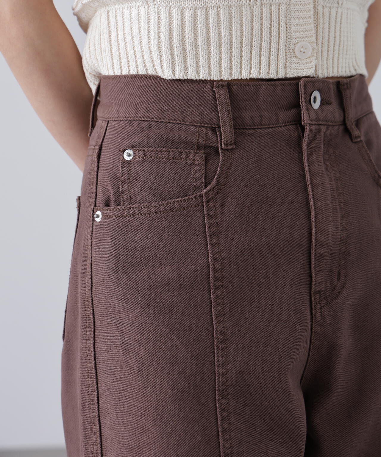 【3サイズ展開XS-M】ワイドストレートカラーパンツ【低身長サイズ有】