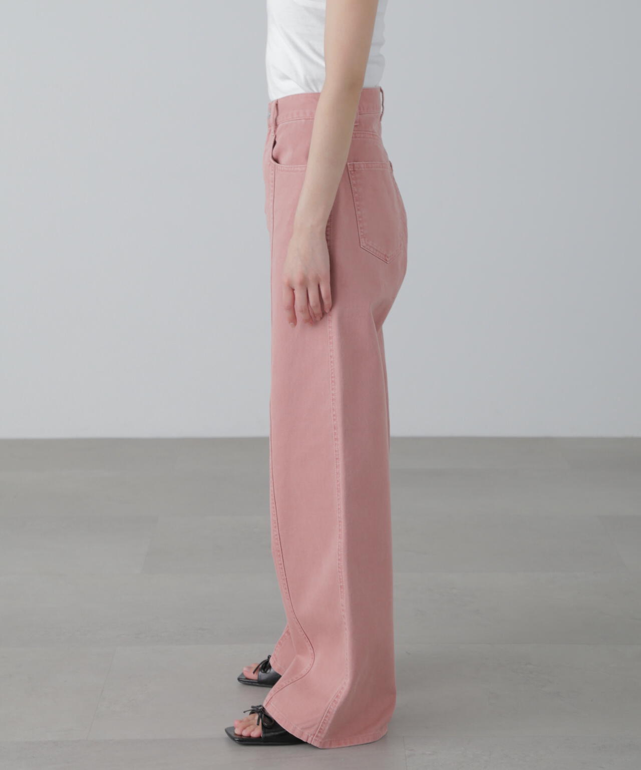 【3サイズ展開XS-M】ワイドストレートカラーパンツ【低身長サイズ有】