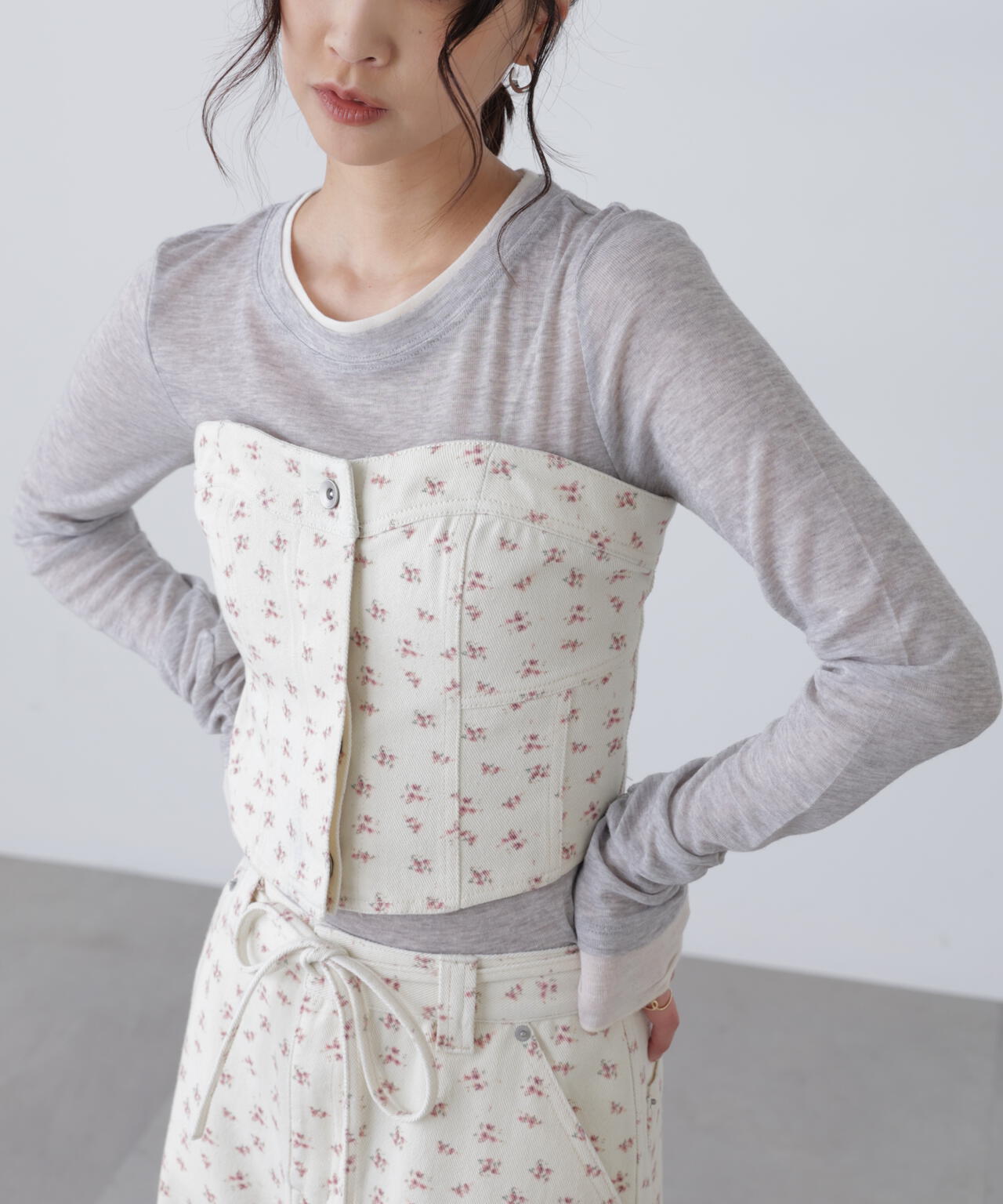 パネル切り替えデニムビスチェ