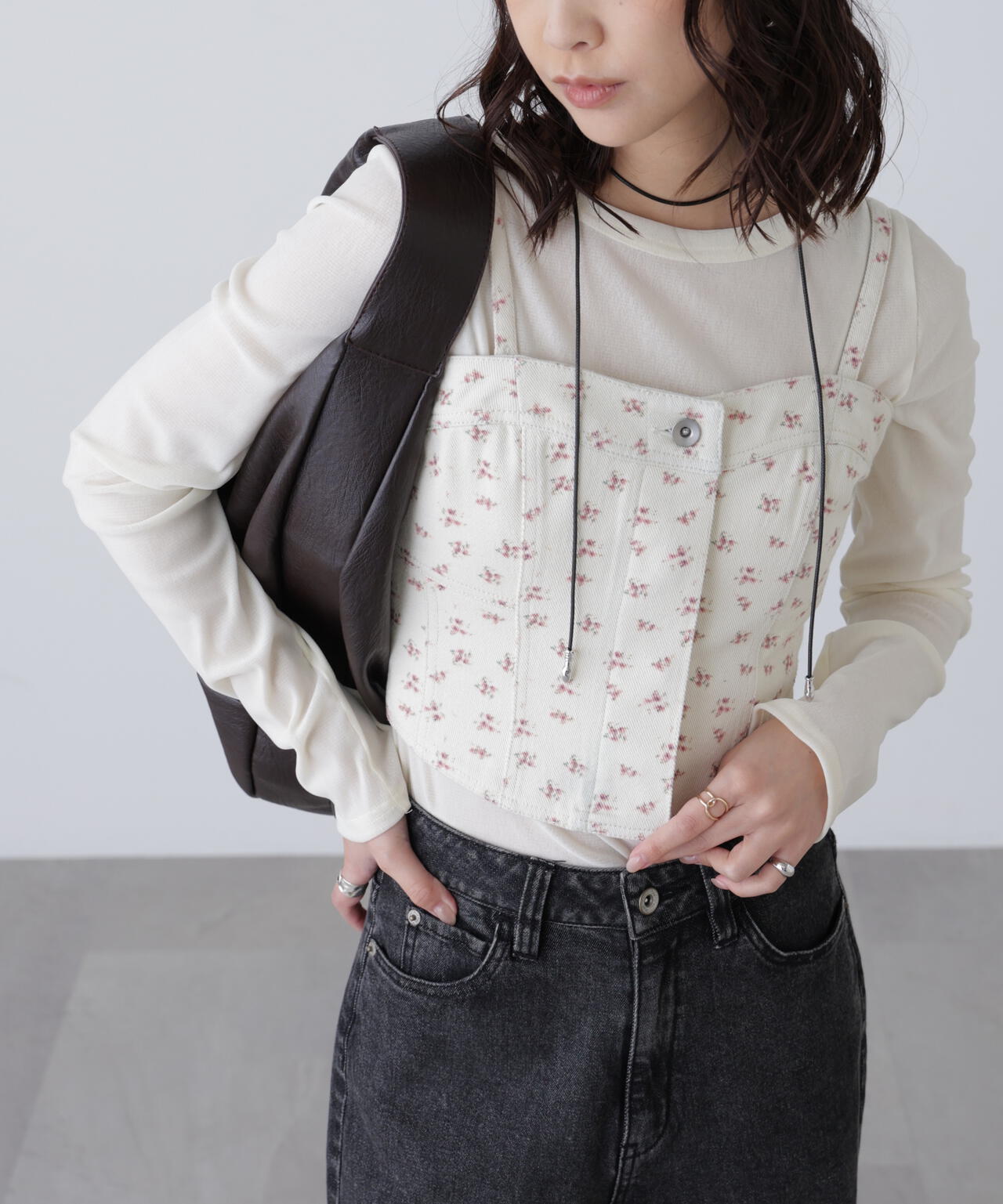 パネル切り替えデニムビスチェ