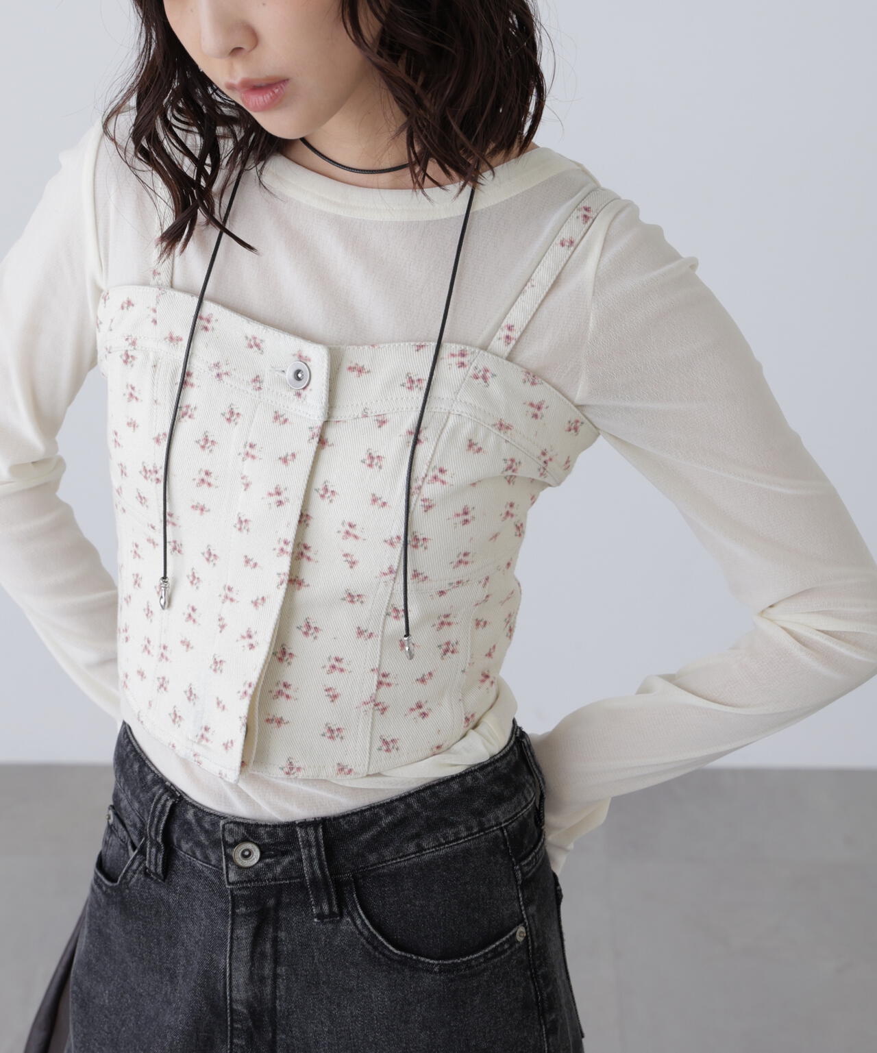 パネル切り替えデニムビスチェ