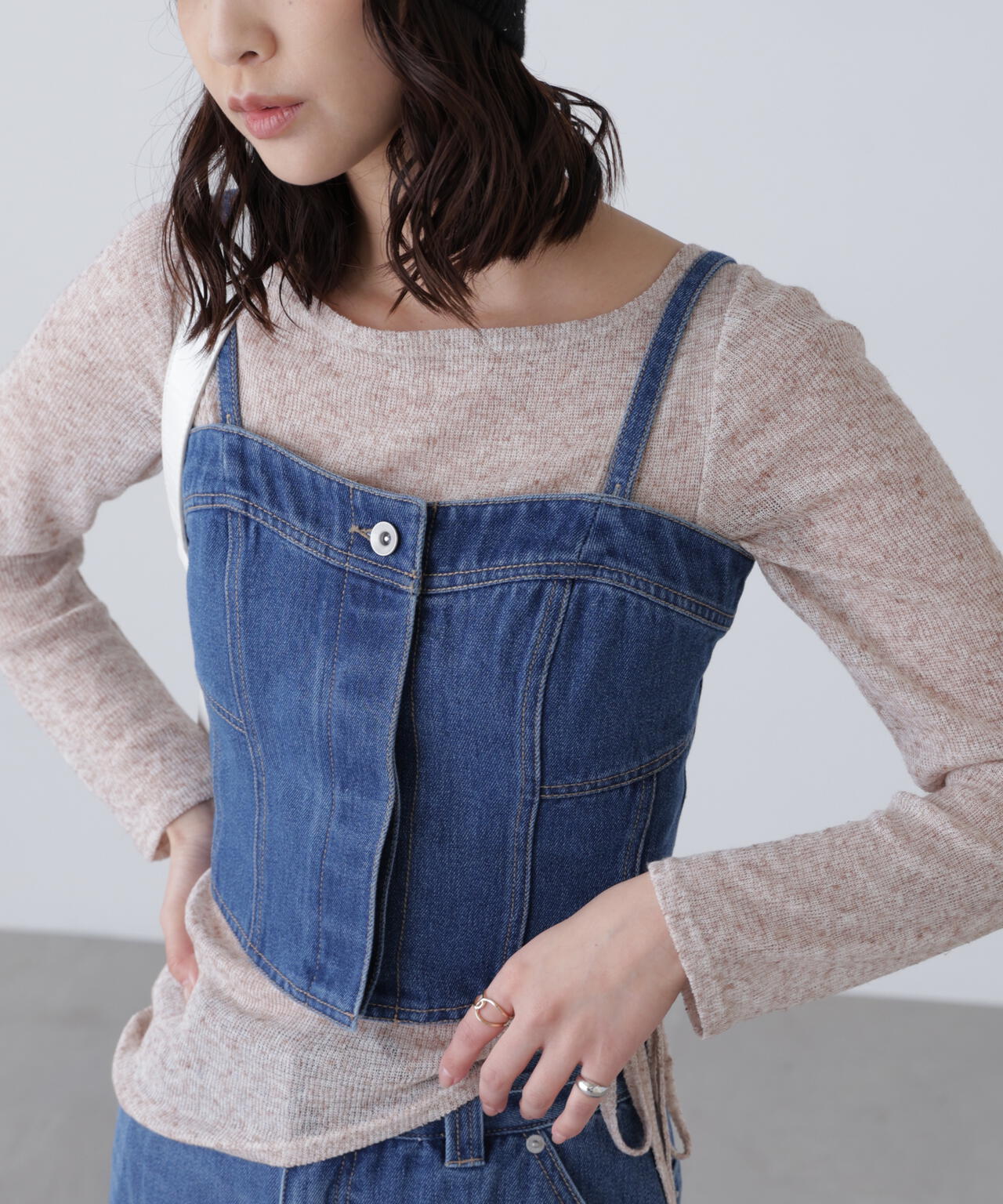 パネル切り替えデニムビスチェ