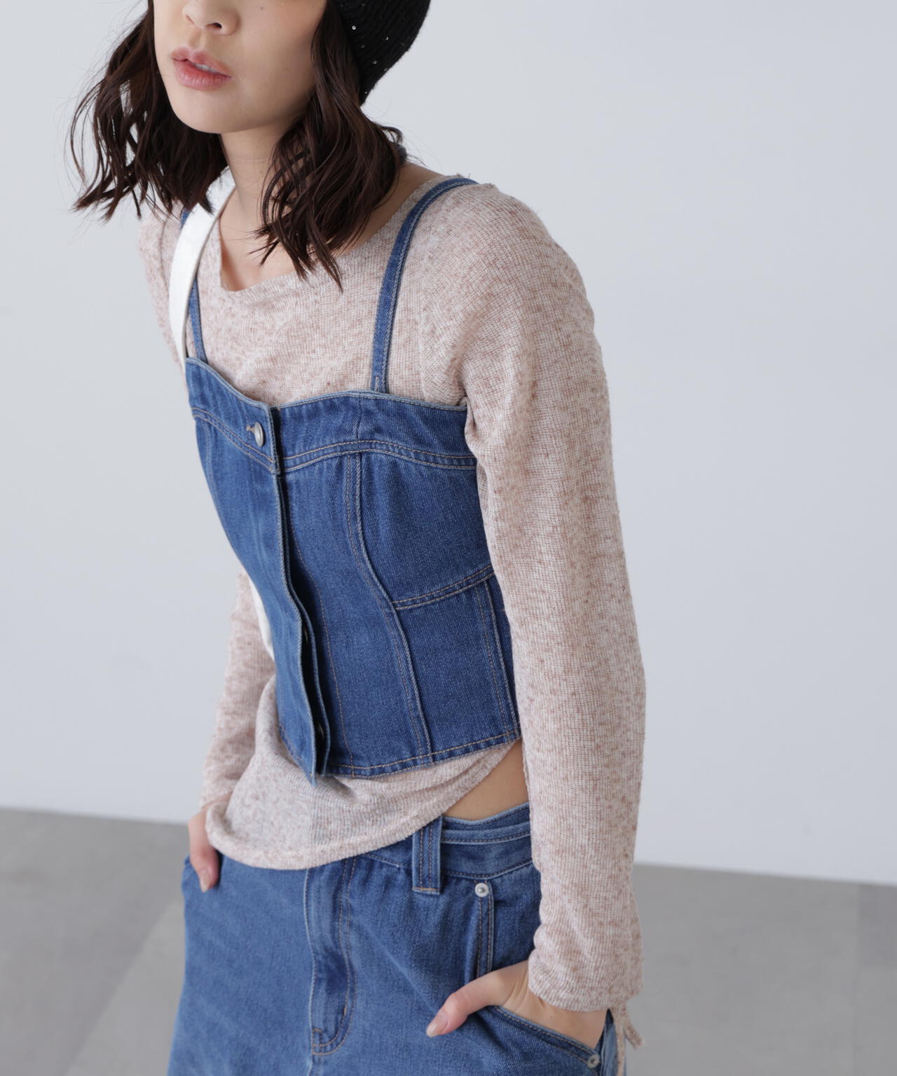 パネル切り替えデニムビスチェ